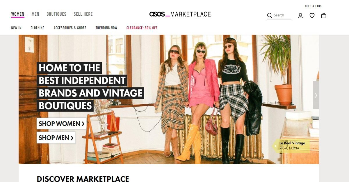 Página de inicio del mercado de ASOS