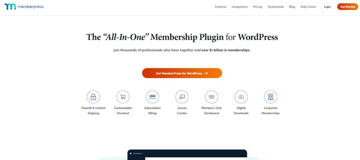 Memberpress homepage