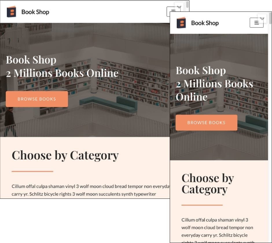 Neve Theme Bookshop Template