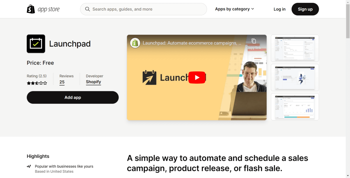 apps.shopify.com launchpadScreenshot