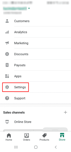 Shopify Mobile App Settings